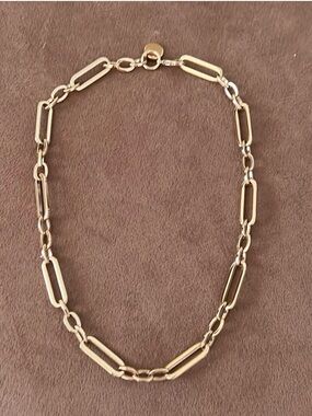 Polished Gold Plated Mixed Link Paperclip Necklace for Women